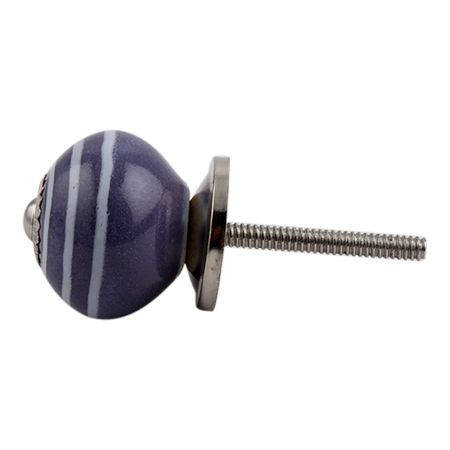 Purple Striped Small Ceramic Drawer Knob